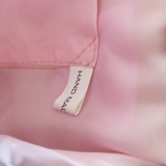 NWOT, black clutch with pink piping and silver colored chain shoulder strap - Picture 6 of 10